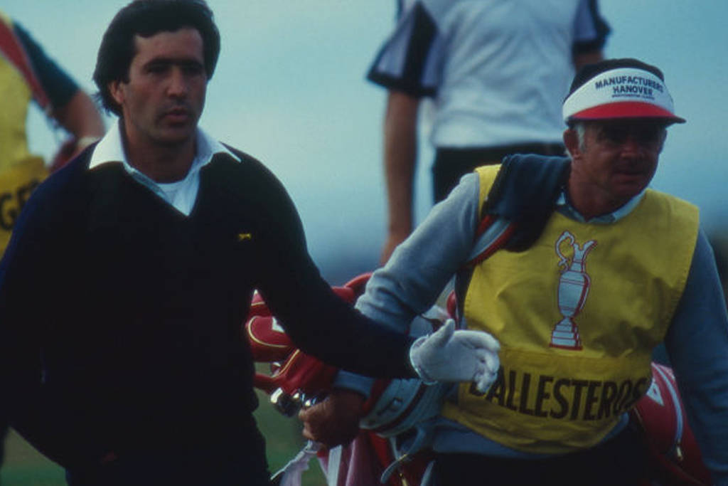Seve Ballesteros (left) and caddie Nick DePaul